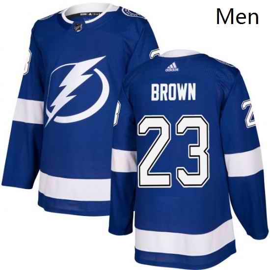 Mens Adidas Tampa Bay Lightning 23 JT Brown Authentic Royal Blue Home NHL Jersey